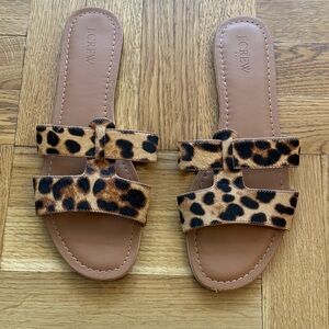 J.Crew Calf Hair Leopard Slide Sandals